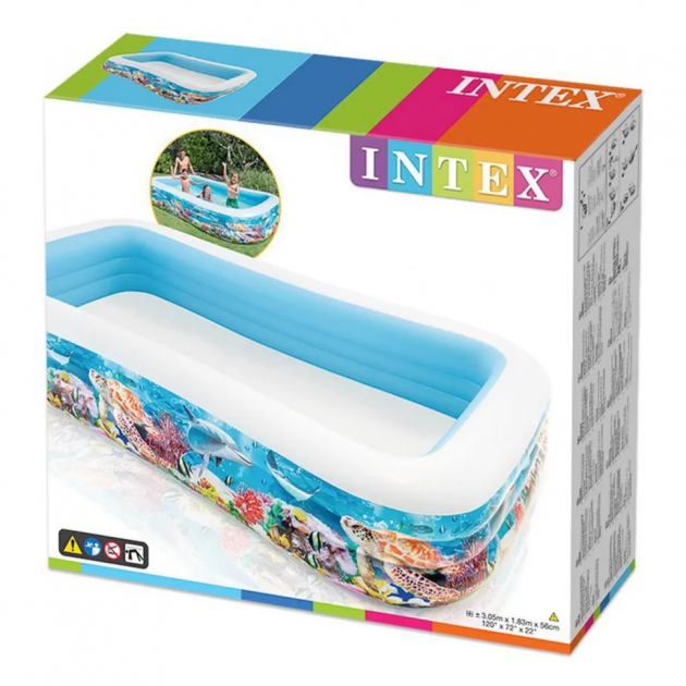 Надувной бассейн детский Intex 58485 Тропический риф 305х183х56см 1020л 3 камеры Синий - изображение 3