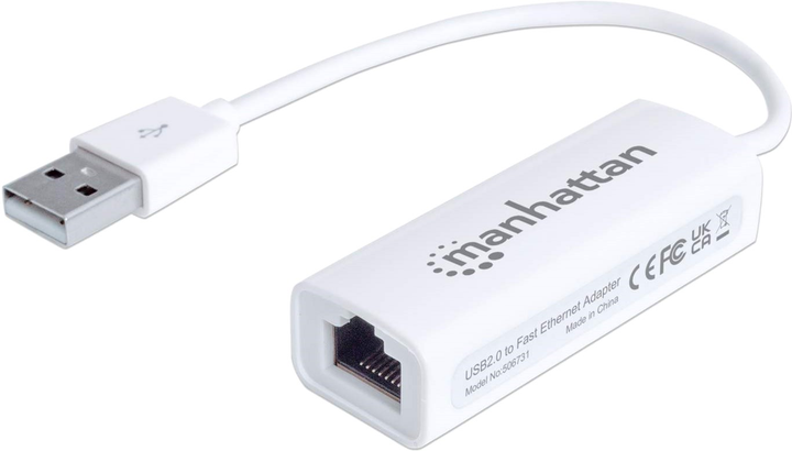 Adapter Manhattan USB 2.0 AM-Ethernet (506731) biały - obraz 1