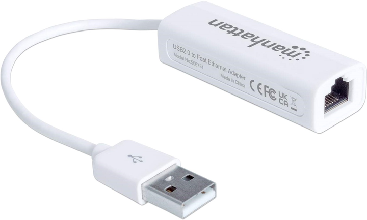 Adapter Manhattan USB 2.0 AM-Ethernet (506731) biały - obraz 2