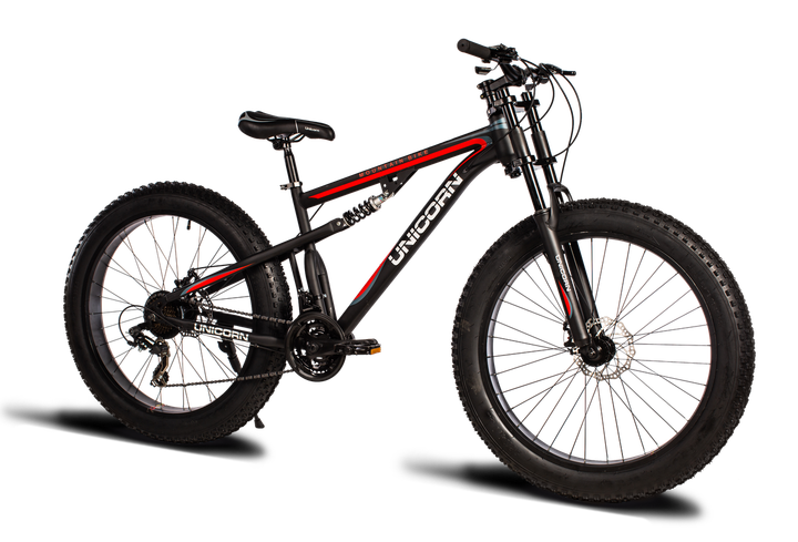 Гірський велосипед Unicorn Godzilla Fat-Bike 26″ Рама 17 Чорно-червоний - Фото 1 Гірський велосипед Unicorn Godzilla Fat-Bike 26″ Рама 17 Чорно-червоний - зображення 1