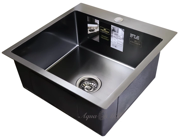 Мийка з нержавіючої сталі AquaMill PVD (KRP) 5050 BLACK + решітка - зображення 6