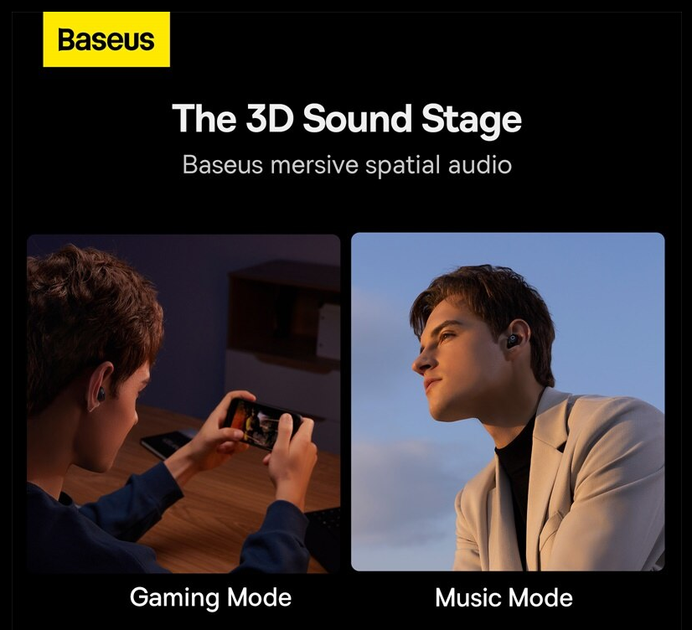 Наушники Baseus Bowie WM03 Беспроводные Bluetooth 5.3 38 часов работы Белые - изображение 5