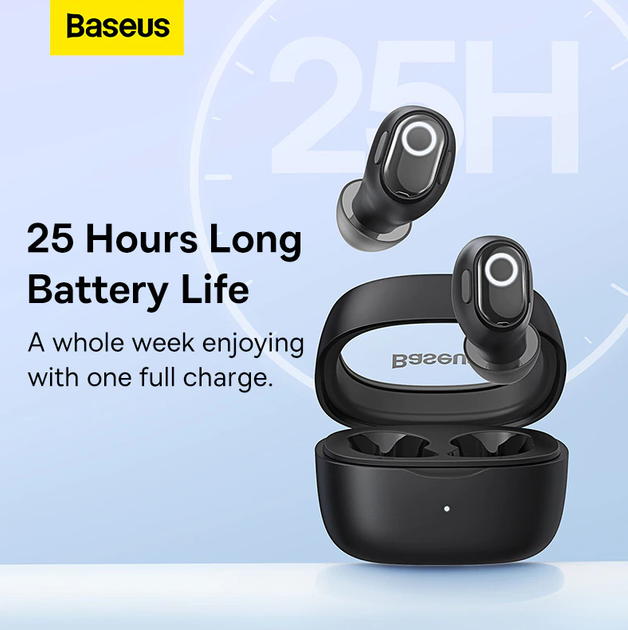 Наушники Baseus Bowie WM02 Беспроводные Bluetooth 5.3 25 часов работы Черный - изображение 5