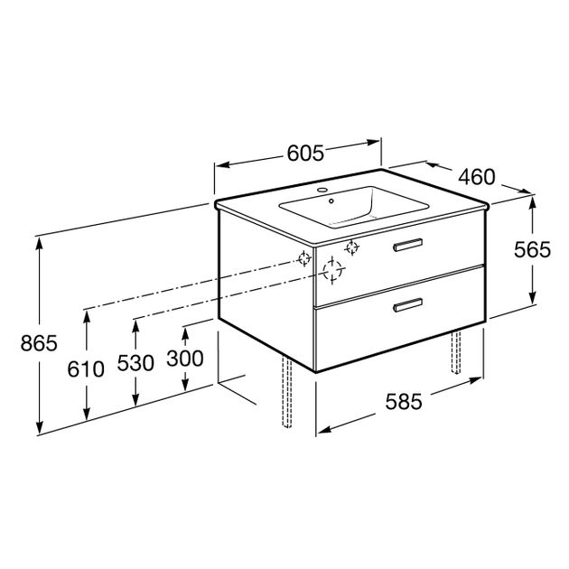 Тумба з умивальником Roca Victoria Basic 600х460, береза (A855854422) - Фото 6 Тумба з умивальником Roca Victoria Basic 600х460, береза (A855854422) - изображение 6