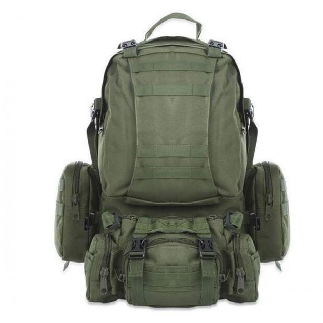 Рюкзак мужской тактический с 3 подсумками Tactical Backpack B08 Oliva на 55 л военный туристический для охоты и рыбалки с креплением MOLLE - изображение 2