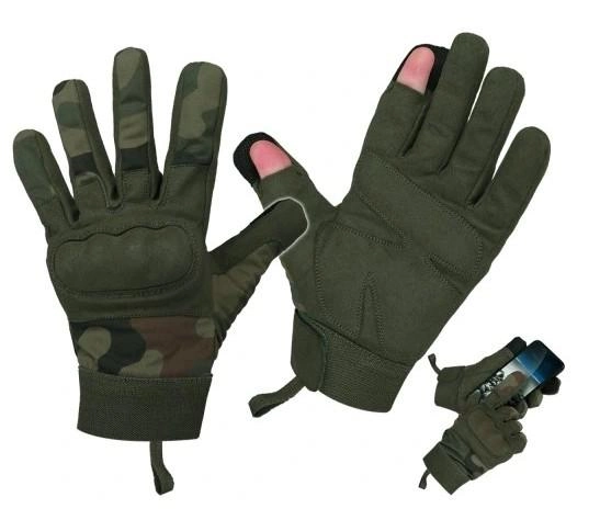 Защитные перчатки Dominator Tactical Олива S (Alop) из100% экокожи открытый большой и триггерный палец адаптированные к сенсорному экрану для спорта - изображение 1