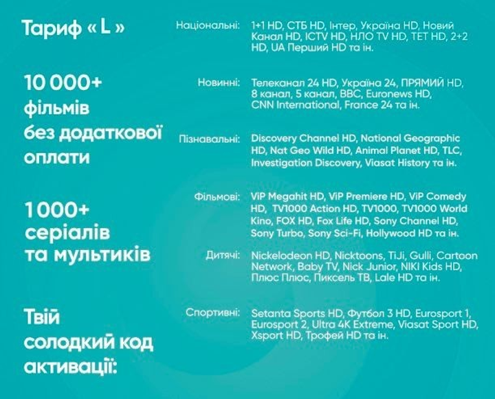 Sweet Tv офіційний стартовий пакет Тариф "L" на 1 місяць для 5 пристроїв - изображение 5