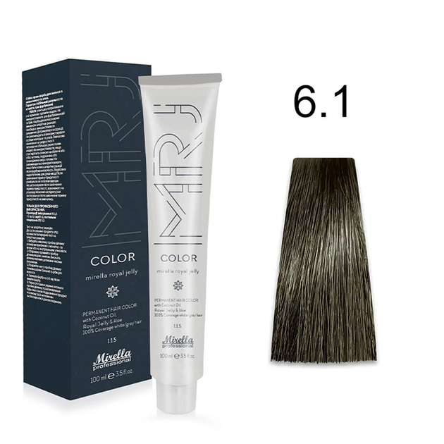 Краска для волос 6.1 темный блондин пепельный Royal Jelly Color Mirella ...