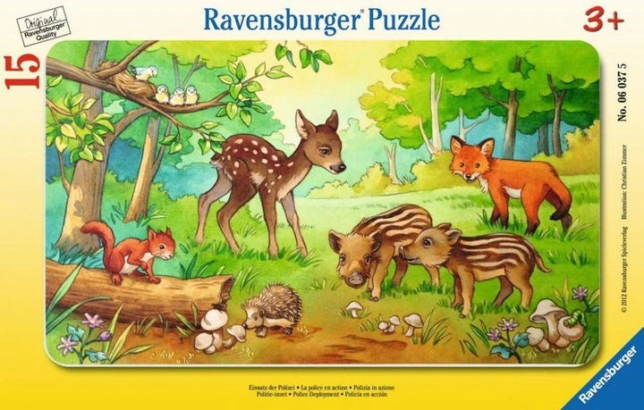 Пазл Дісней у рамці Ravensburger Лісові малюки 15 елементів (06376R) - зображення 1