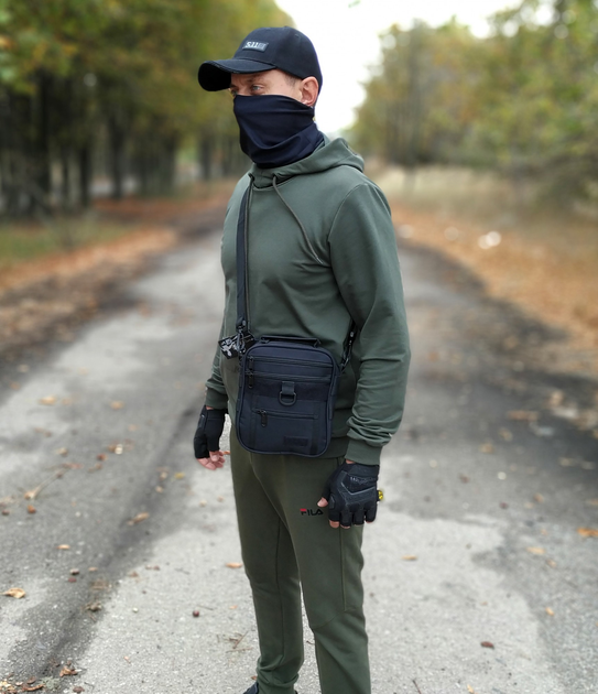 Сумка тактическая барсетка на плечо Tactic с карманом под пистолет Black (102-black) - изображение 2