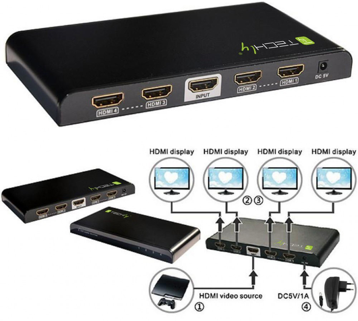 Сплітер Techly HDMI 1x4 V2.0, 3D, 4K (IDATA HDMI-4K4) - зображення 6
