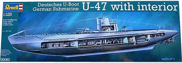 Niemiecka łódź podwodna 1:125 Revell Niemiecka łódź podwodna U-47 z wnętrzem (REV-05060) - obraz 1