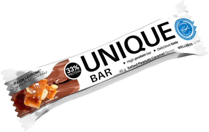 Протеїновий батончик Kevin Levrone Unique Bar 45 г Карамель із солоним арахісом (5901764782186) - зображення 1