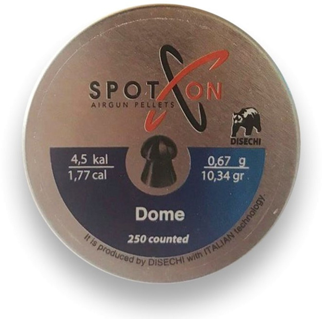 Пули пневматические Spoton Dome 4.5 мм 0.67 г 250 шт (Z24.2.16.001) - изображение 1