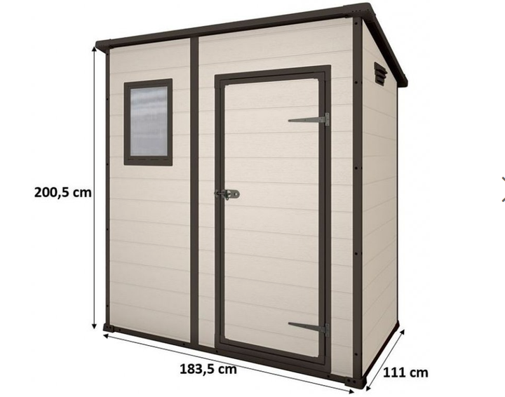 Садовий будиночок Manor Pent 6 × 4 сарай пластиковий беж Keter 255141 - изображение 3