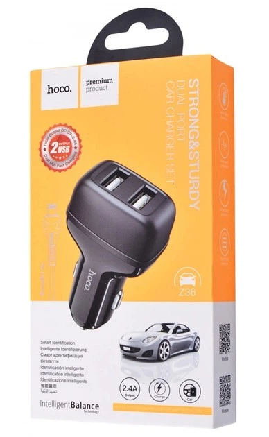 Автомобильное зарядное устройство Hoco Z36 2xUSB|2.4A + Кабель Lightning в комплекте (Black) - Фото 2 Автомобильное зарядное устройство Hoco Z36 2xUSB|2.4A + Кабель Lightning в комплекте (Black) - изображение 2