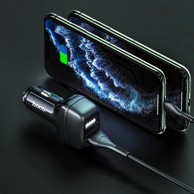 Автомобильное зарядное устройство Hoco Z36 2xUSB|2.4A + Кабель Lightning в комплекте (Black) - Фото 6 Автомобильное зарядное устройство Hoco Z36 2xUSB|2.4A + Кабель Lightning в комплекте (Black) - изображение 6