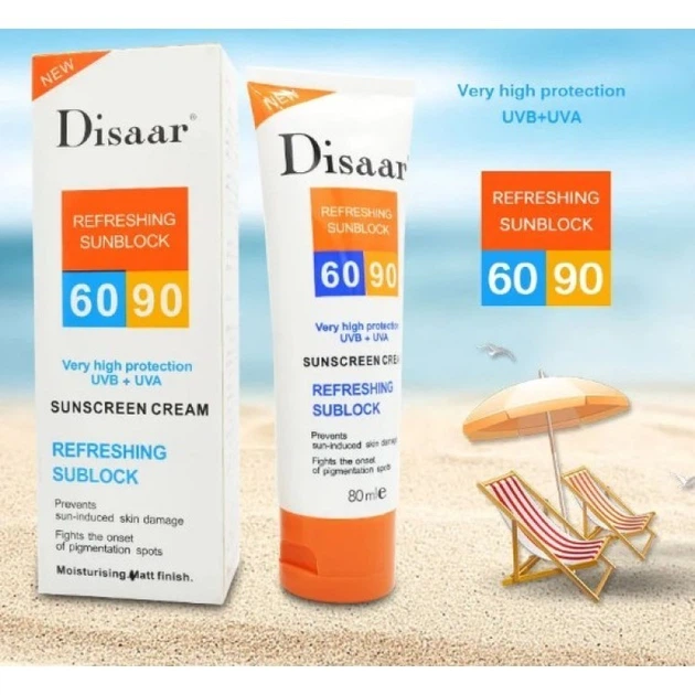 Солнцезащитный крем Disaar Refreshing Sunblock UVB+UVA 60-90, с защитой от УФ-лучей, 80 мл - изображение 3