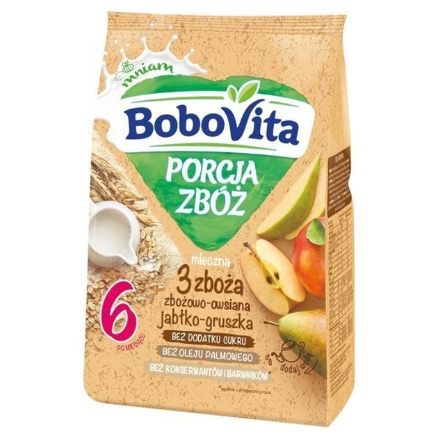 Молочна каша Bobovita 3 злаки яблуко,груша з 6міс.(22664) - зображення 1