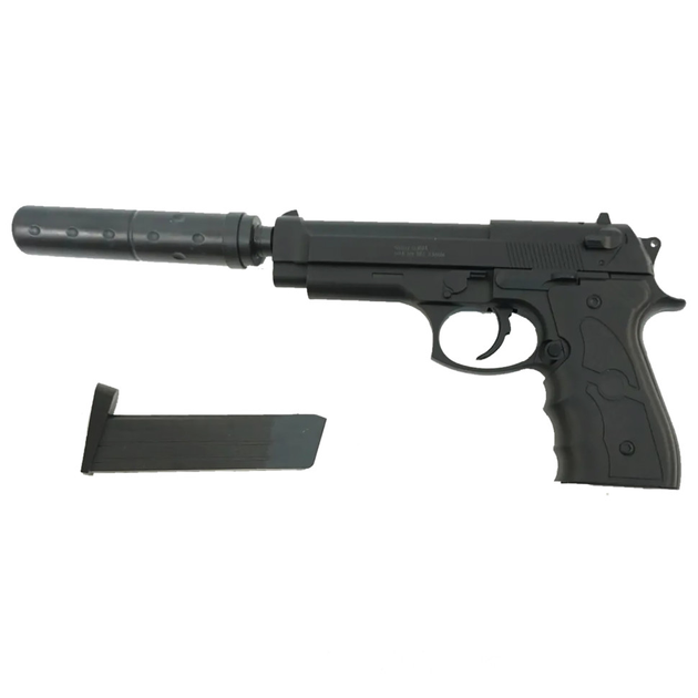 Страйкбольний пістолет Beretta 92 з глушником 18х4,5х25 см Galaxy Чорний 000217819 - зображення 1