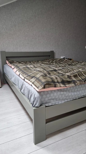Двуспальная кровать деревянная Палермо плюс 200х200 Серая эмаль K 045 ...