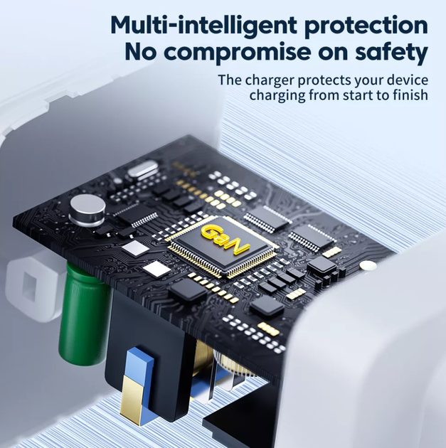 Мережевий зарядний пристрій Toocki GaN 67W 1USB + 2Type-C Black - зображення 4