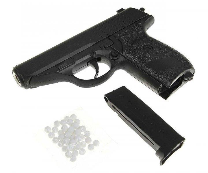 Пистолет металлический на пульках 6 мм игровой черный игровой - изображение 2