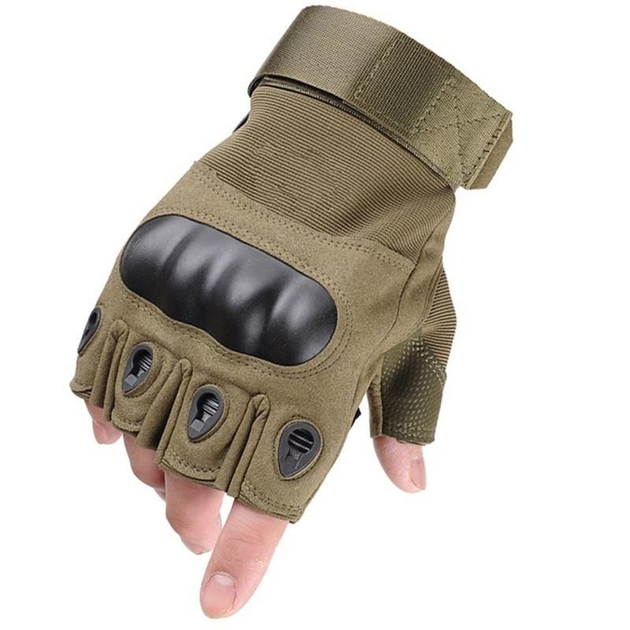 Захисні рукавички без пальців похідні польові Combat з посиленими вставками на кісточках пальців туристичні з регульованим манжетом на липучці L (Kali) - зображення 1