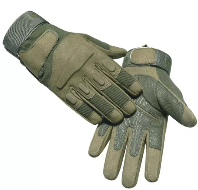 Захисні рукавиці FQ16S003 повнопалі перчатки з оболонкою для кісточок рук повітропроникні регулювання манжетів на липучці оливкові L (Kali) - зображення 1