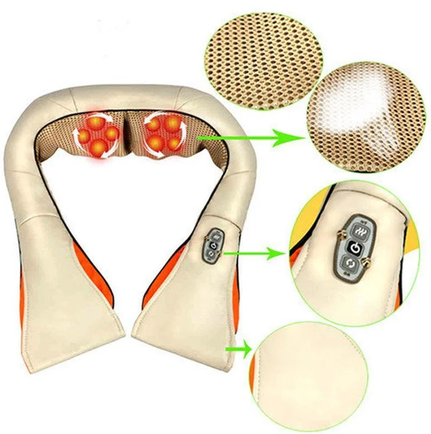 Расслабляющий роликовый массажер с прогревом Massager of Neck, для шеи, спины, ног, рук, поясницы, и всего тела - изображение 3