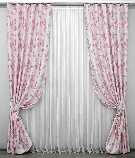 Акція на Комплект готових штор VR-Textil з тканини блекаут 275х150 см Колір Рожевий (30-972) від Rozetka