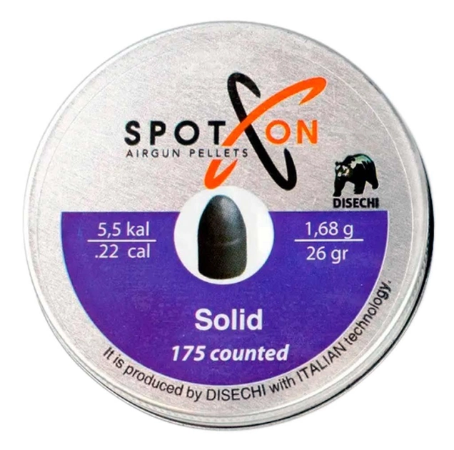 Пульки Spoton Solid (5.5 мм, 1.68 гр, 175 шт.) - изображение 1
