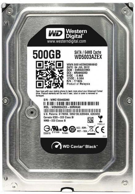 Dysk Twardy Western Digital Black 500GB 7200rpm 64MB WD5003AZEX 3.5 SATA III - obraz 1
