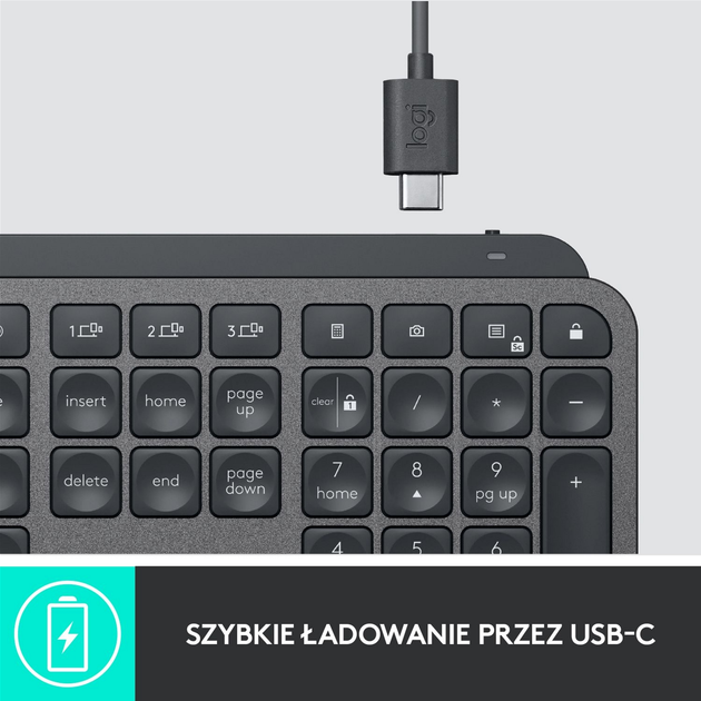Klawiatura bezprzewodowa Logitech MX Keys Advanced Wireless Illuminated Graphite (920-009415) - obraz 8