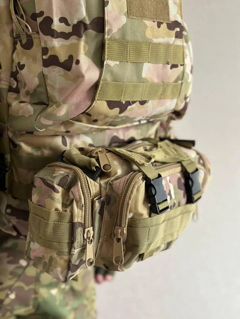 Тактичний штурмовий рюкзак з підсумками мультикам 45л - зображення 2