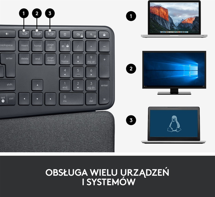 Клавіатура бездротова Logitech ERGO K860 Bluetooth/Wireless Black (920-010108) - зображення 7