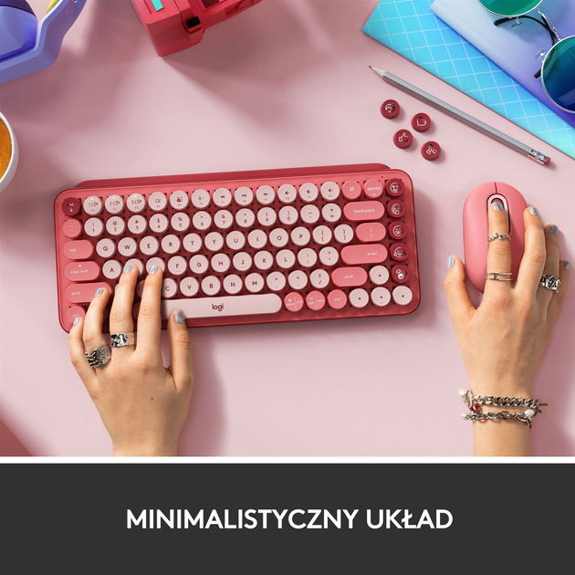Клавіатура бездротова Logitech POP Keys Wireless Mechanical Keyboard Heartbreaker Rose (920-010737) - зображення 5