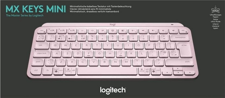 Klawiatura bezprzewodowa Logitech MX Keys Mini Wireless Illuminated Rose (920-010500) - obraz 10