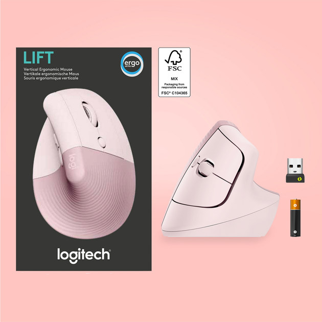 Миша Logitech Lift Vertical Ergonomic Wireless/Bluetooth Rose (910-006478) - зображення 5