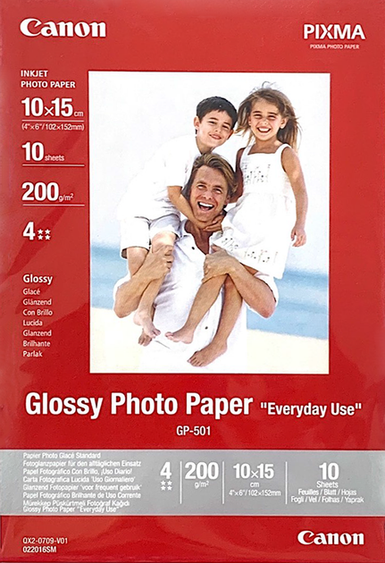 Фотопапір Canon Glossy GP-501 10x15 см 200 g/m2 10 аркушів (0775B005) - зображення 1