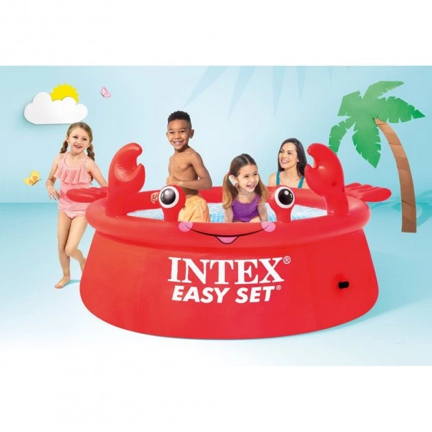 Надувной бассейн детский от 3 лет Intex 26100 Краб 183х51 885л Красный - изображение 4