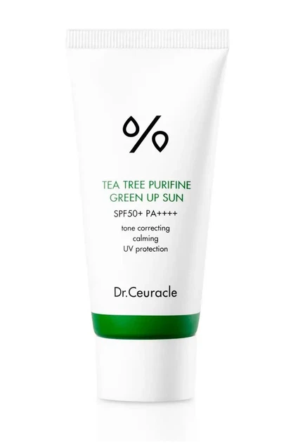 Сонцезахисний крем Dr.Ceuracle Tea Tree Purifine Green Up Sun SPF 50+ PA++++ 50 мл - Фото 2 Сонцезахисний крем Dr.Ceuracle Tea Tree Purifine Green Up Sun SPF 50+ PA++++ 50 мл - зображення 2