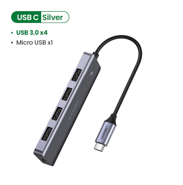 USB-хаб Ugreen CM219 4-in-1 USB Type-С to 4xUSB 3.0 HUB Space Gray - изображение 2