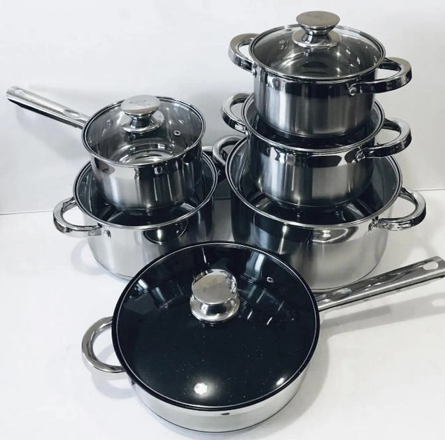 Универсальный набор кухонной посуды Rainberg RB-601 12 предметов набор кастрюль - изображение 2