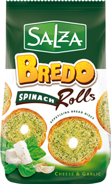 Упаковка Хрустящие хлебные сухарики Salza Bredo rolls с сыром, шпинатом ...
