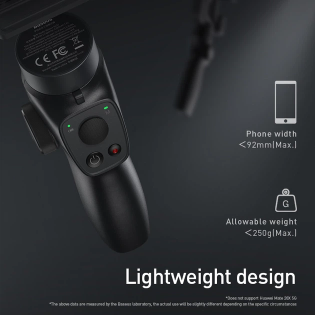 Стабілізатор ручної Baseus Control Smartphone Handheld Gimbal Stabilizer, чорний - зображення 7