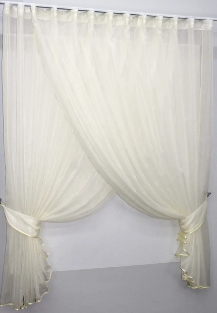 Кухонный комплект штор VR-Textil Дуэт № 060к с подвязками 170х330 см Бежевый (50-271) - изображение 2