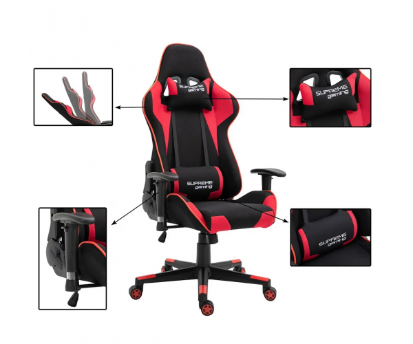 Ігрове комп'ютерне крісло для геймерів та роботи Supreme Gaming чорний та червоний - зображення 8