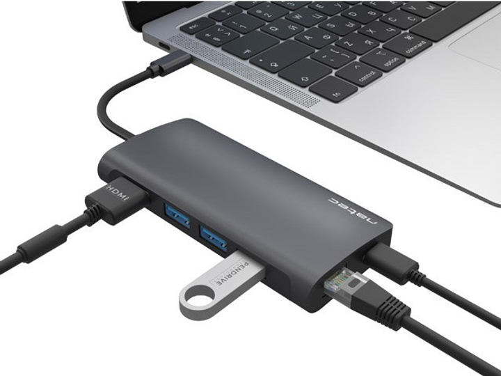 Hub USB-C NATEC Fowler 2 USB Type-C na 3xUSB3.0+HDMI+RJ45+Port SD+PD (NMP-1773) - obraz 2