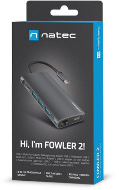 Hub USB-C NATEC Fowler 2 USB Type-C na 3xUSB3.0+HDMI+RJ45+Port SD+PD (NMP-1773) - obraz 9